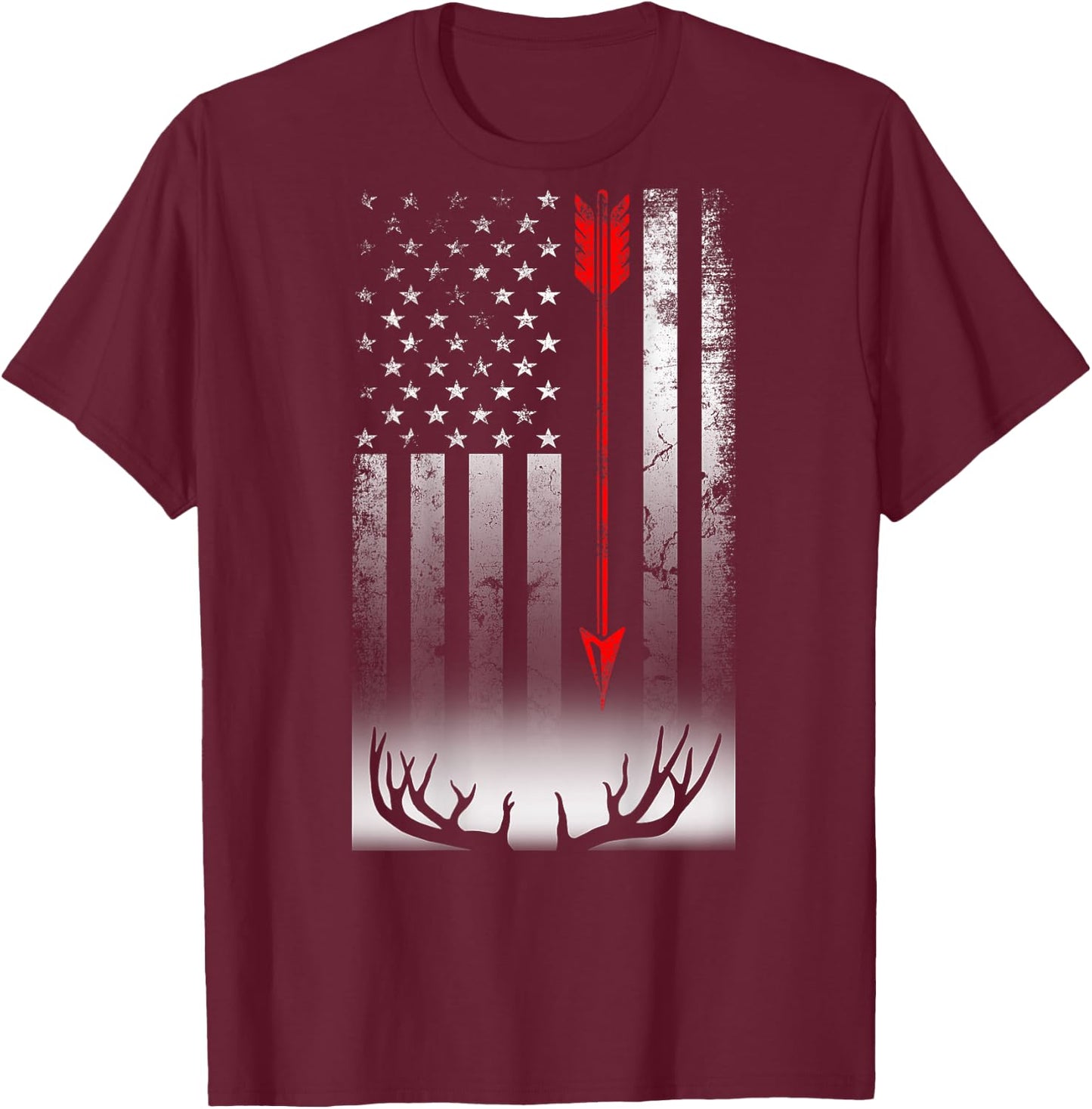 Bow deer hunting American flag Bow Hunting Lover Gift T-Shirt - T-Shirt | Maroon
