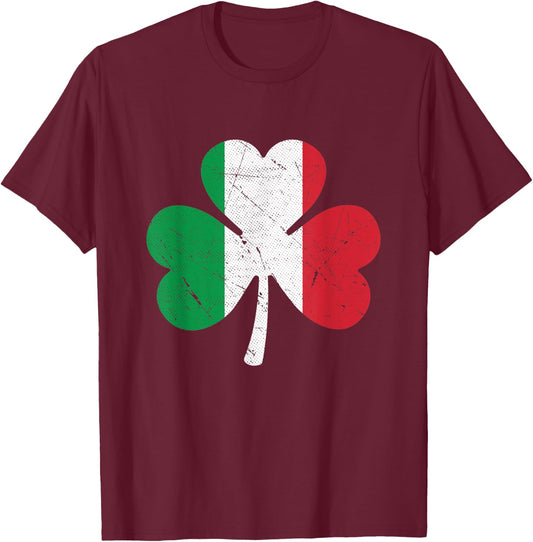 St. Patrick's Day Italy Flag Shamrock Gift Matching Italian T-Shirt - T-Shirt | Maroon