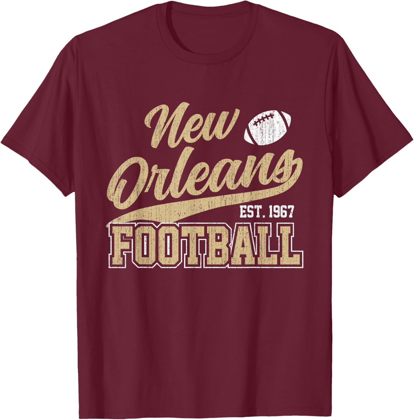 New Orleans Distressed Football Team Fan Sports T-Shirt - T-Shirt | Maroon