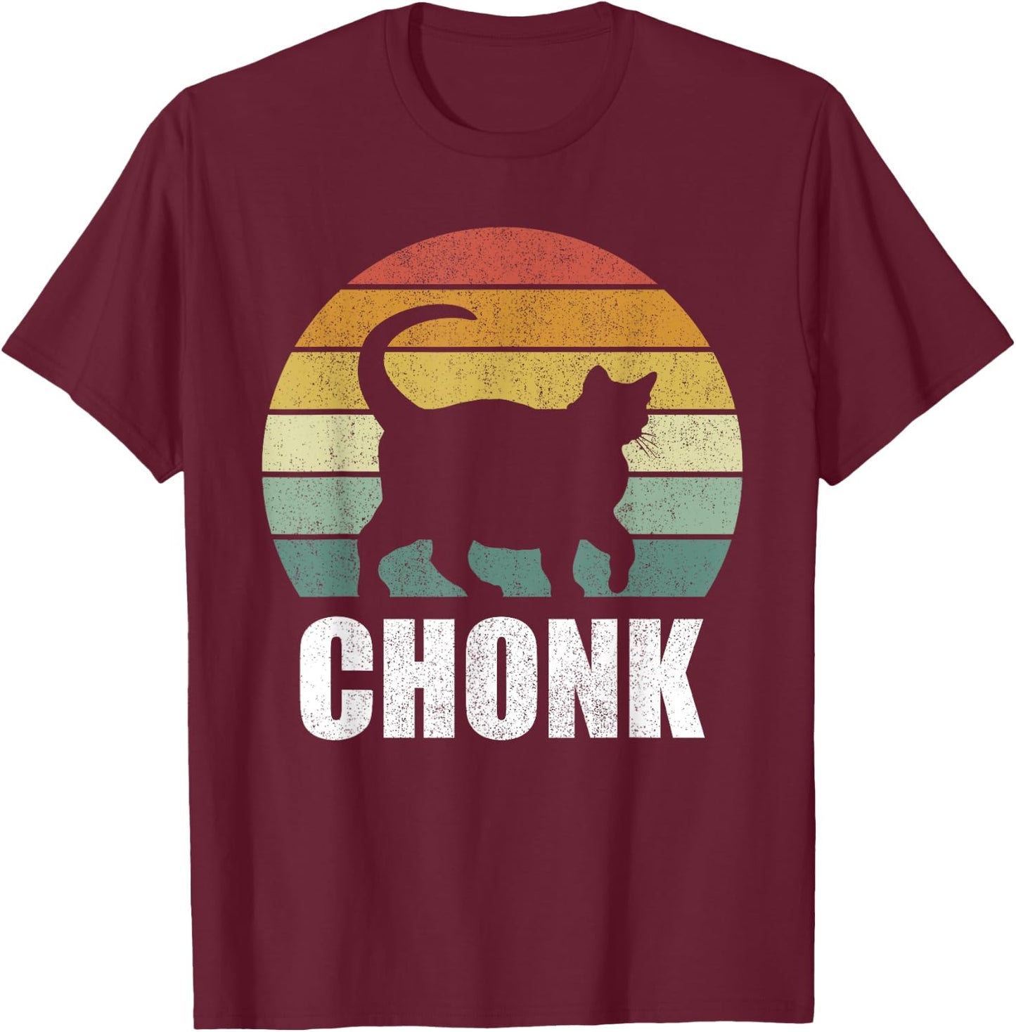 Vintage Retro Sunset Funny Fat Cats Meme Chonk Cat Women Kids T-Shirt - T-Shirt | Maroon