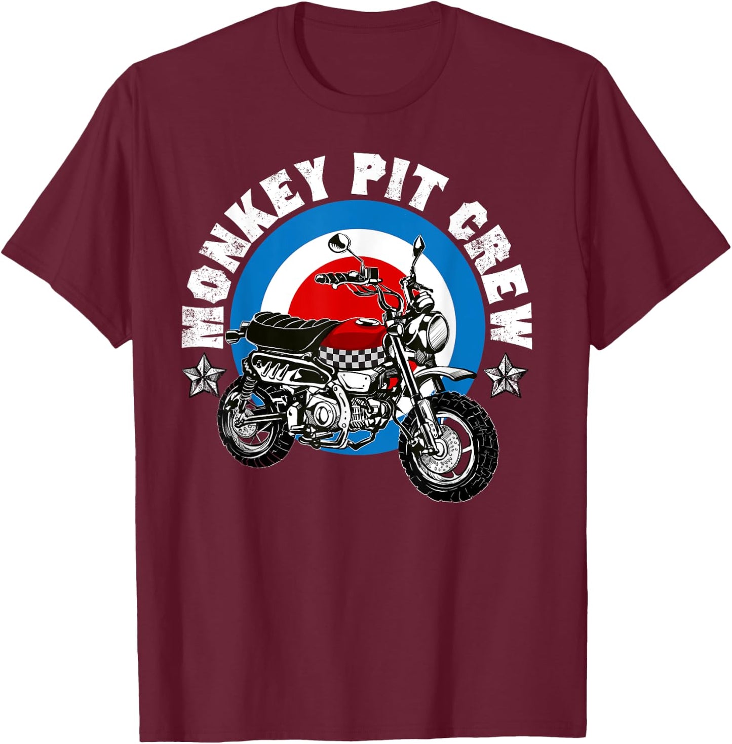 Monkey Bike Pit Crew logo T-Shirt - T-Shirt | Maroon
