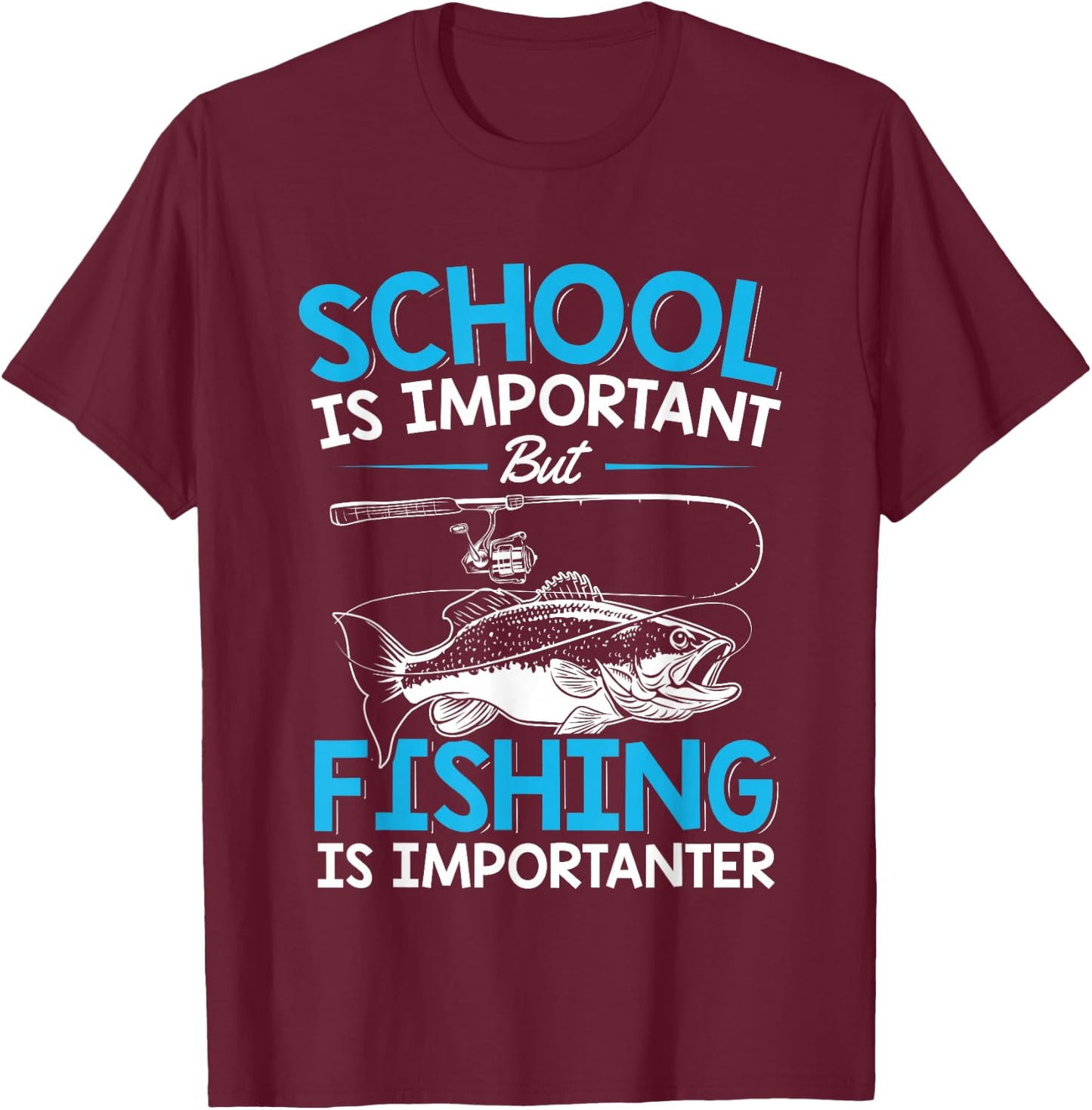 Fishing Shirt Youth Boys Fish Lover Teen Boys Fishing T-Shirt - T-Shirt | Maroon
