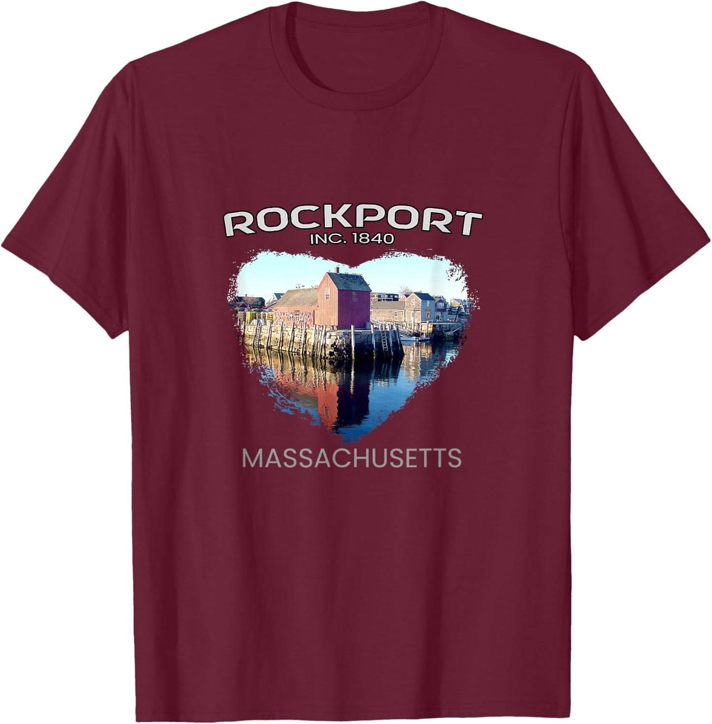 Rockport MA MASSACHUSETTS Motif Number 1 (Motif No. 1) T-Shirt - T-Shirt | Maroon