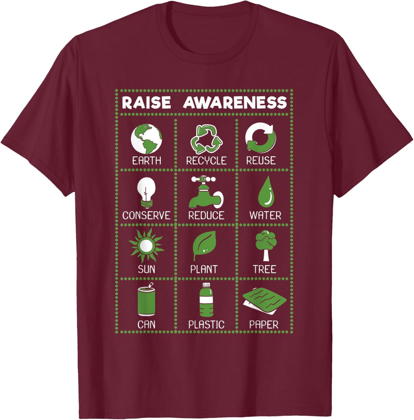 Reduce Reuse Recycle Earth Day Awareness Activist Gift T-Shirt - T-Shirt | Maroon