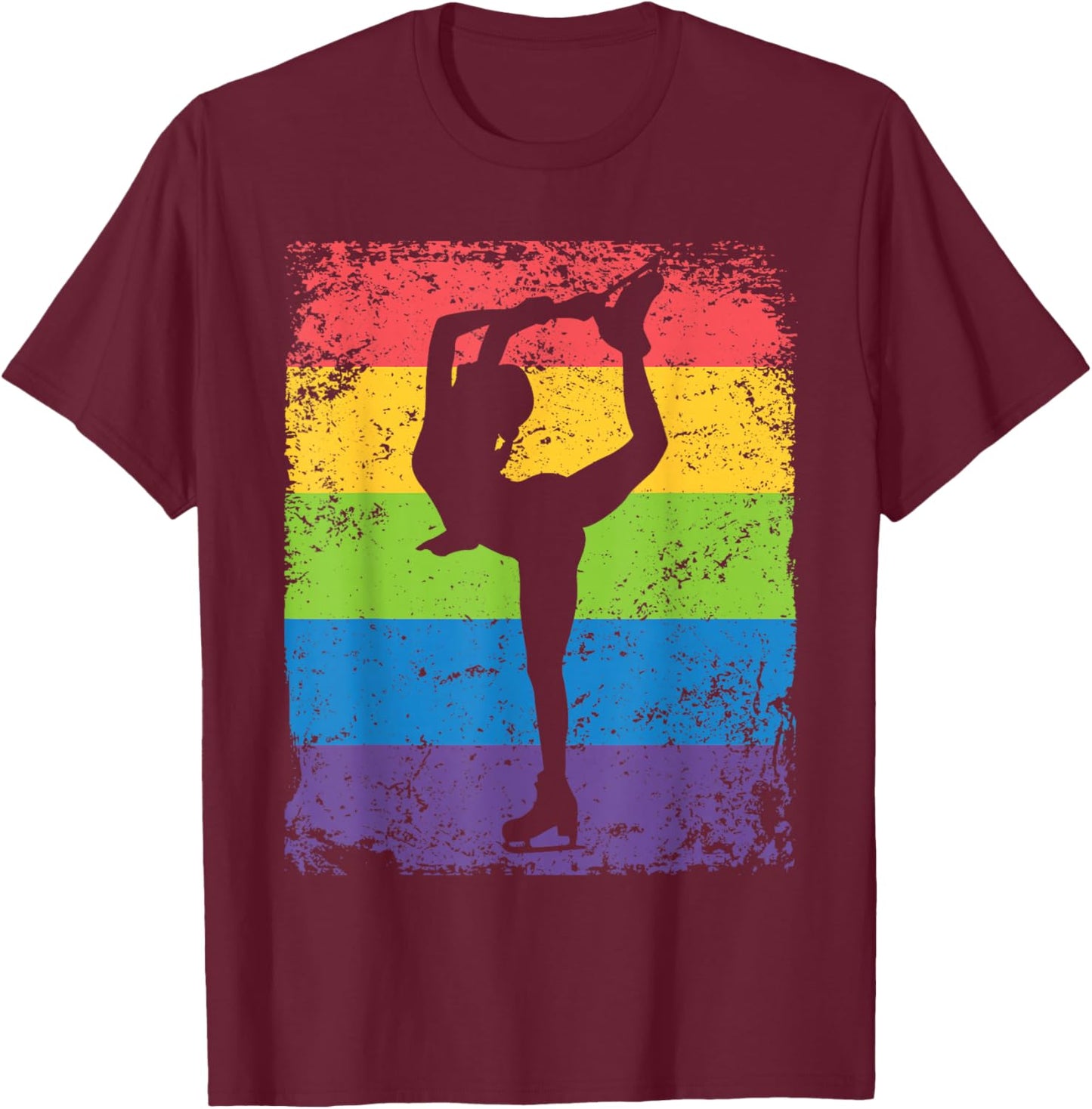 Ice Skater Figure Skating Vintage Girls Ice Skating T-Shirt - T-Shirt | Maroon
