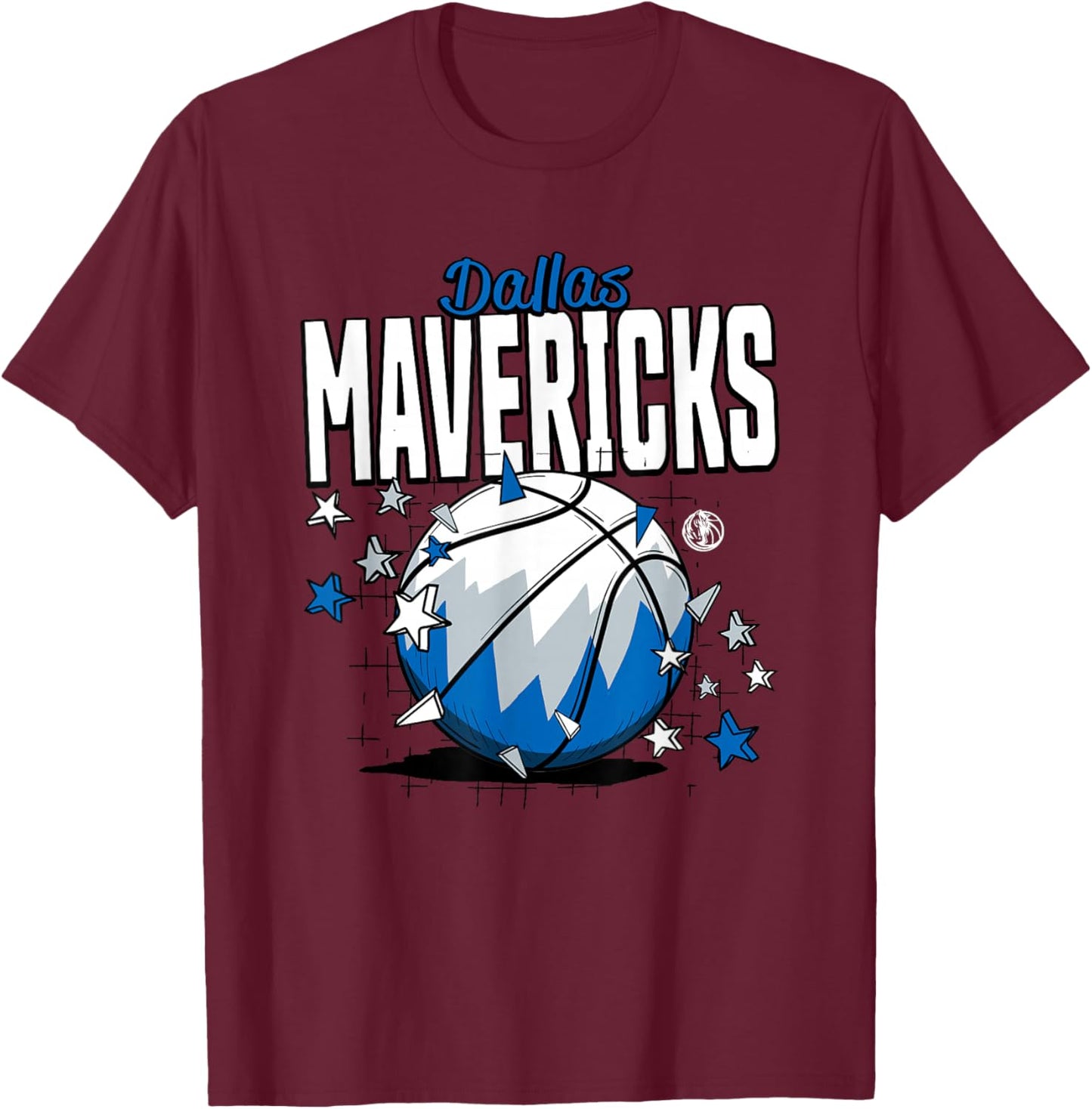 NBA Dallas Mavericks Basketball Doodle Stars T-Shirt - T-Shirt | Maroon