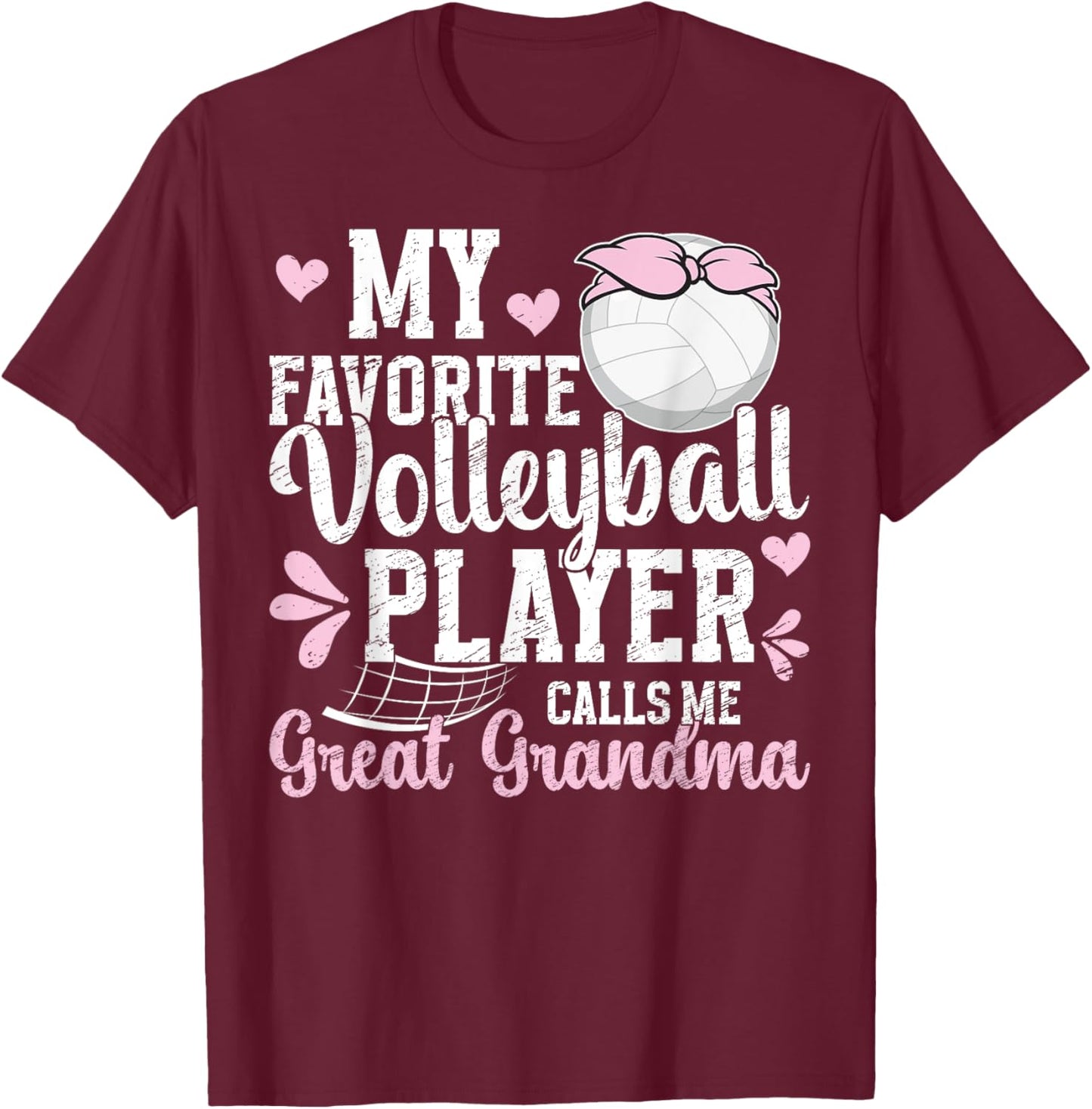 Volleyball Player Great Grandma Volleyball Great Grandma T-Shirt - T-Shirt | Maroon