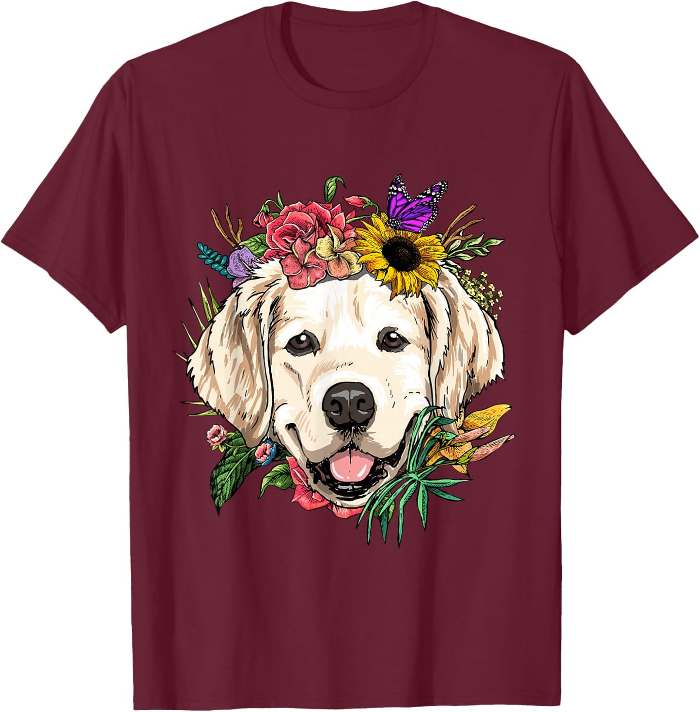 Golden Retriever Shirt Dog Face Golden Retriever Lover T-Shirt - T-Shirt | Maroon