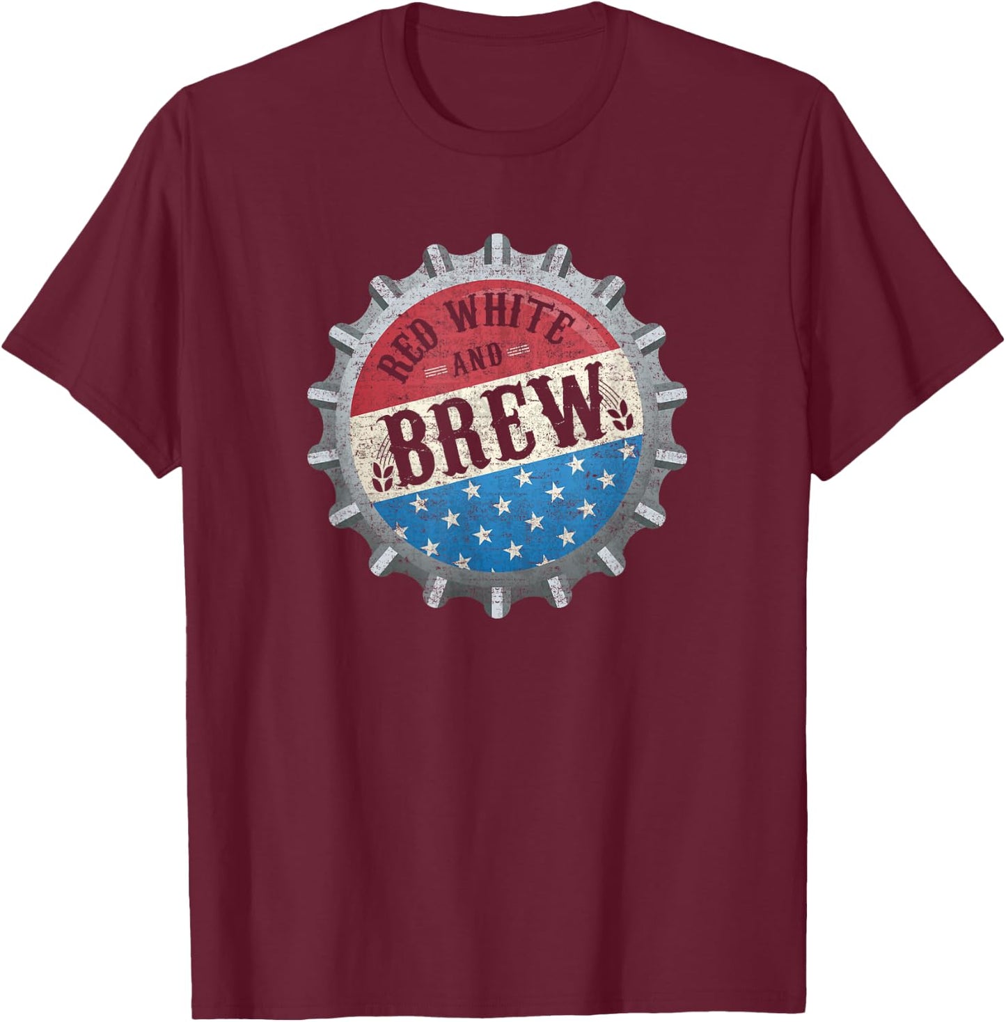Red White And Brew 4th Of July Craft Beer Father T-Shirt - T-Shirt | Maroon