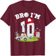 Bro I'm 10 Year Old Golf Theme 10th Birthday Golfer T-Shirt - T-Shirt | Maroon