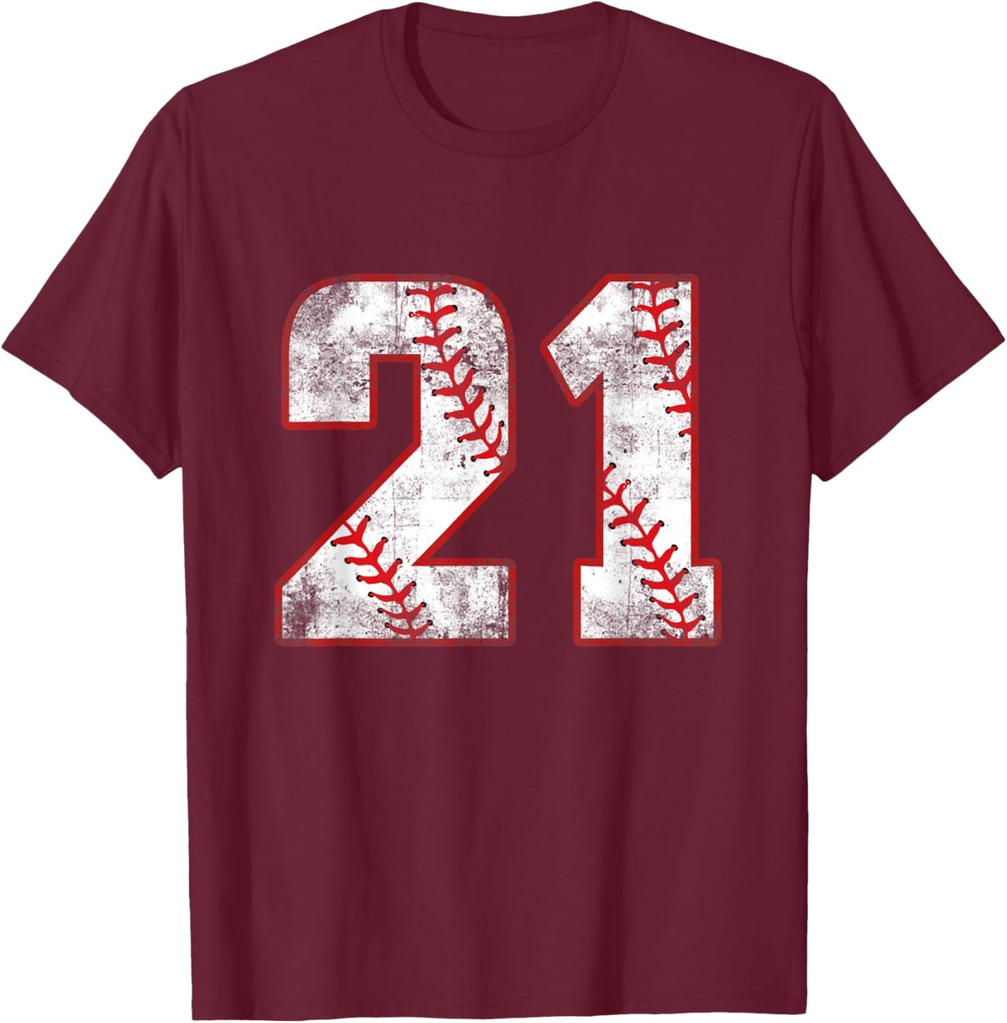 Vintage Baseball 21 Jersey Number T-Shirt - T-Shirt | Maroon