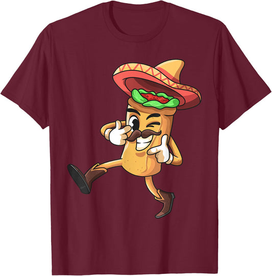 Funny Burrito Mexican | Cinco De Mayo Fiesta Costume T-Shirt - T-Shirt | Maroon