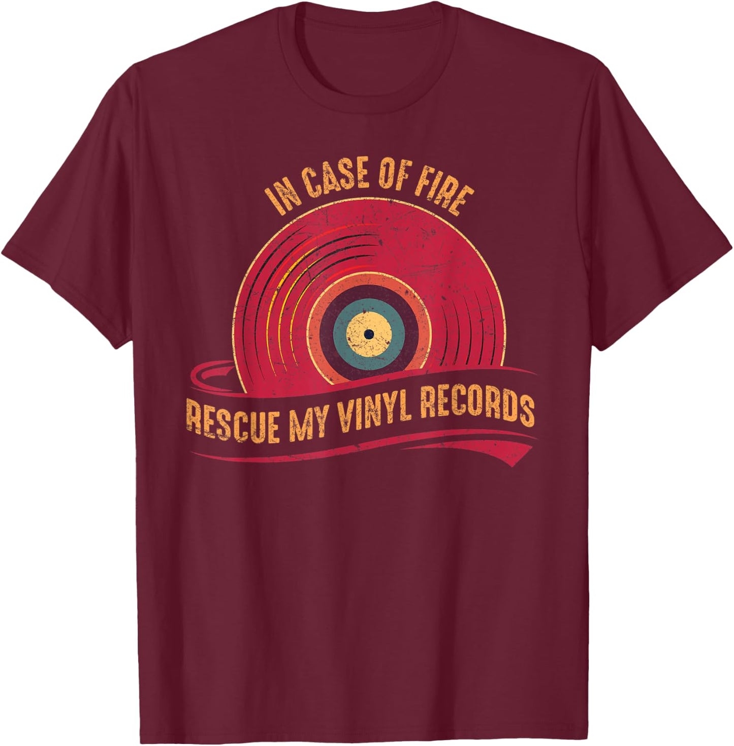 Vinyl Records Collector Audiophile Geek Retro Music Lover DJ T-Shirt - T-Shirt | Maroon