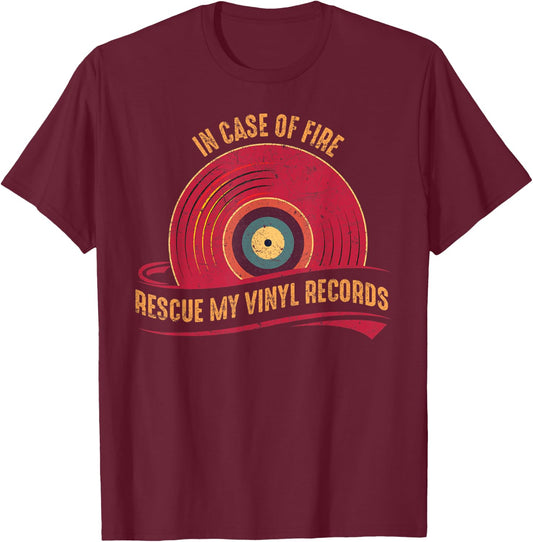 Vinyl Records Collector Audiophile Geek Retro Music Lover DJ T-Shirt - T-Shirt | Maroon