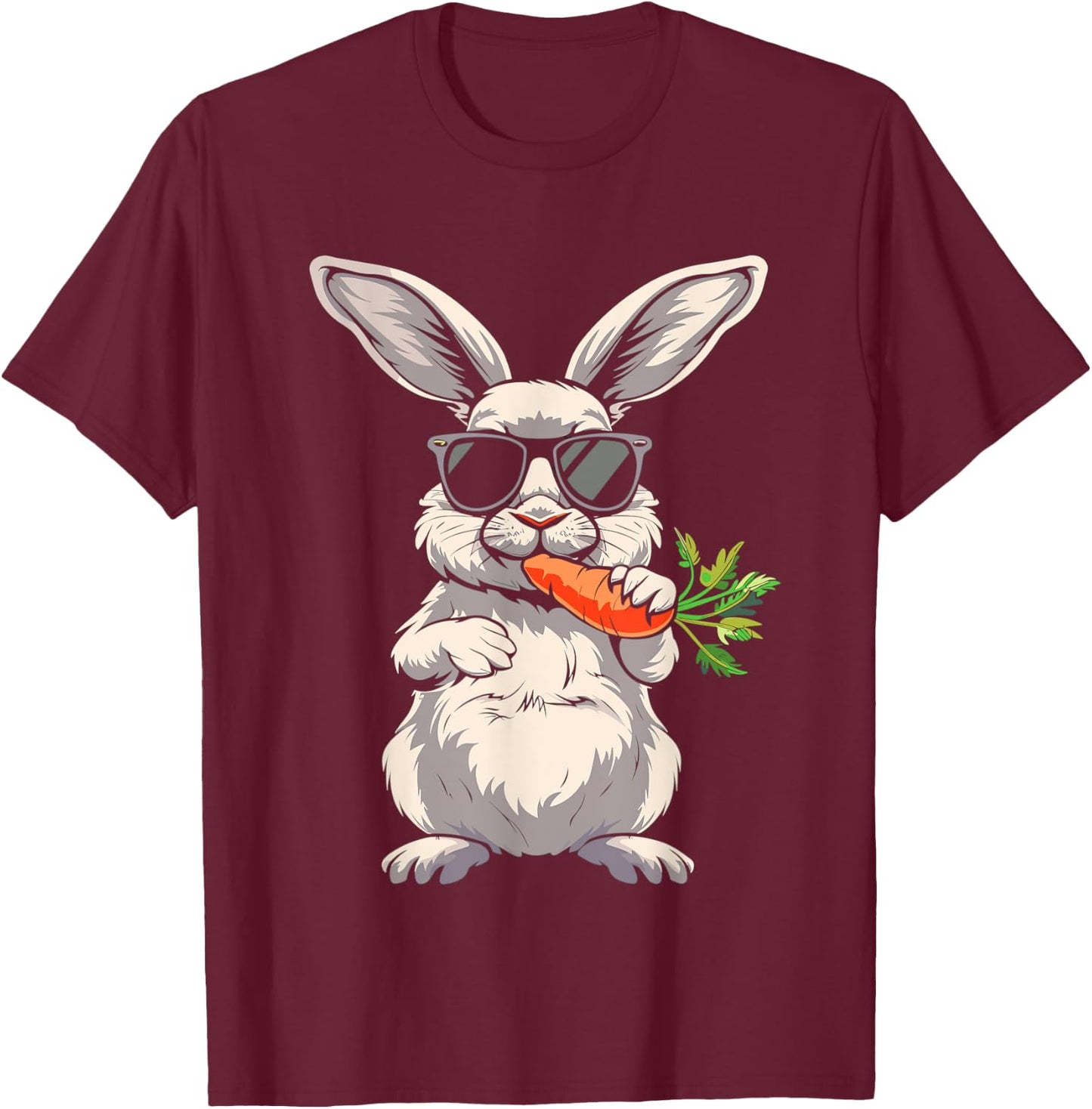 Cool Rabbit Face With Sunglasses Carrot Bunny For Boys Men T-Shirt - T-Shirt | Maroon