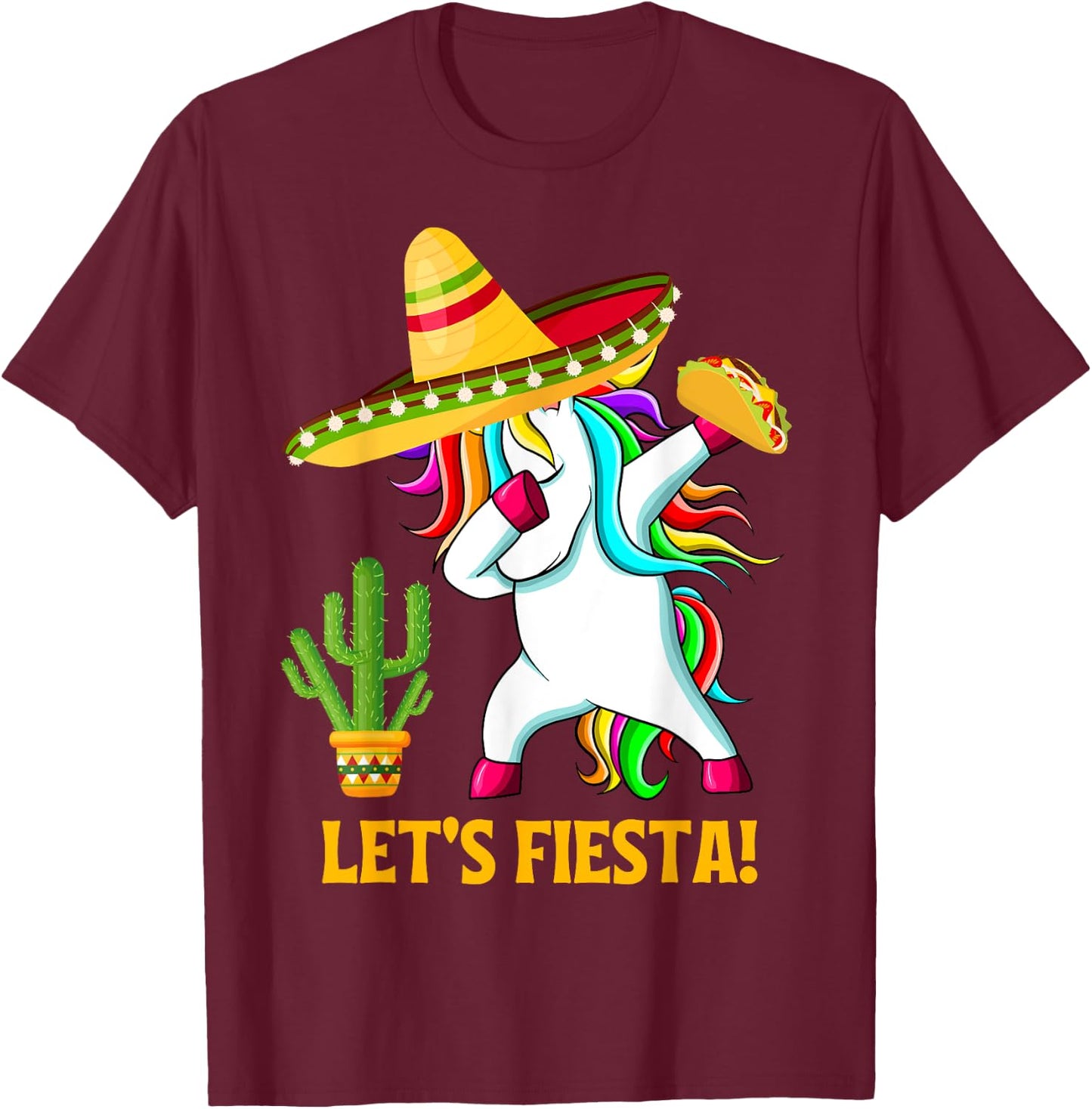 Dabbing Unicorn Funny Cinco de Mayo Kids Girls Let's Fiesta T-Shirt - T-Shirt | Maroon