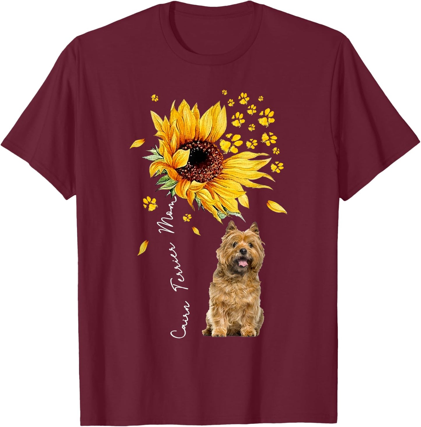 Sunflower Cairn Terrier Mom Dog Lover Gifts T-Shirt - T-Shirt | Maroon