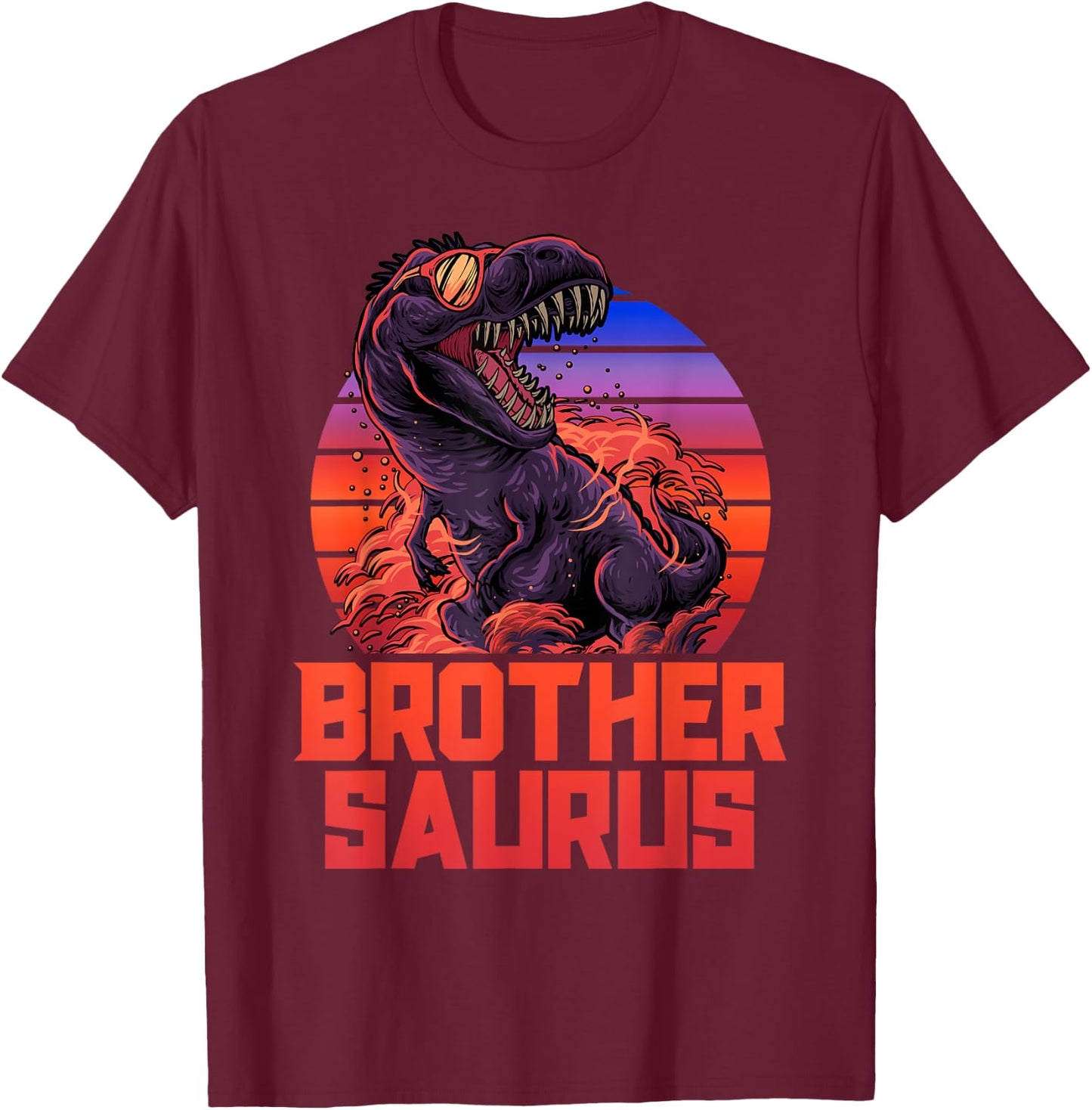 Brothersaurus T-Rex Shirt Brother Saurus Retro 80s Dinosaur T-Shirt - T-Shirt | Maroon
