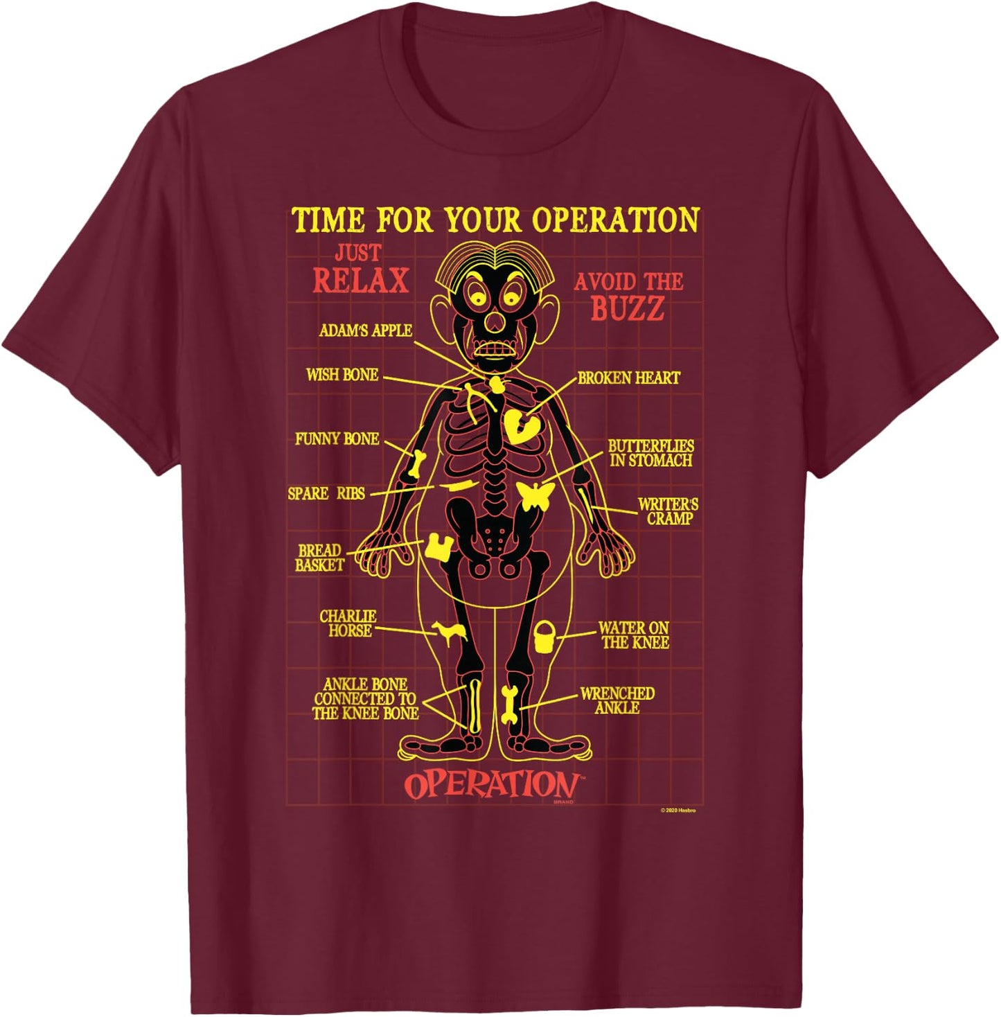 Hasbro Operation Schematic T-Shirt - T-Shirt | Maroon