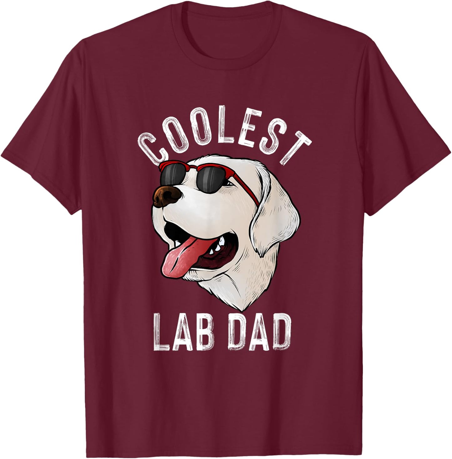 Funny Coolest Lab Dad Gift White Labrador Dog Lover Men T-Shirt - T-Shirt | Maroon