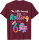 Roller Skate Birthday Shirt 6 Year Old Princess Party Outfit T-Shirt - T-Shirt | Maroon
