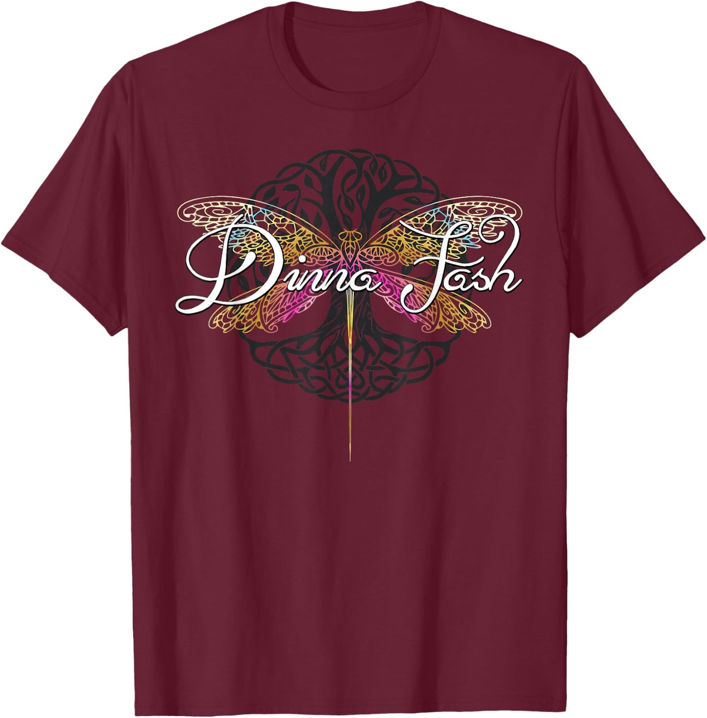 Dinna Fash Dragonfly | Scottish Gift T-Shirt - T-Shirt | Maroon