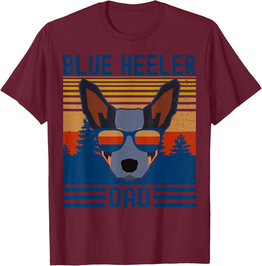 Funny Australian Cattle Dog Blue Heeler Dad T-Shirt - T-Shirt | Maroon