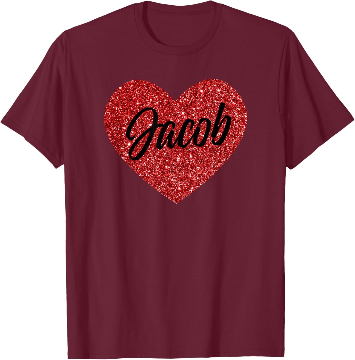 I Love Jacob Cute Jacob Red Heart for Valentine's Day T-Shirt - T-Shirt | Maroon
