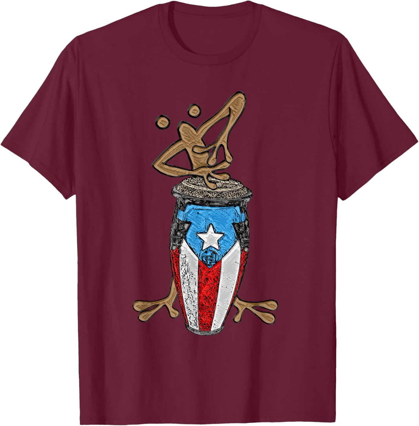 Coqui Taino Conga Boricua Puerto Rican Flag Gift T-Shirt - T-Shirt | Maroon