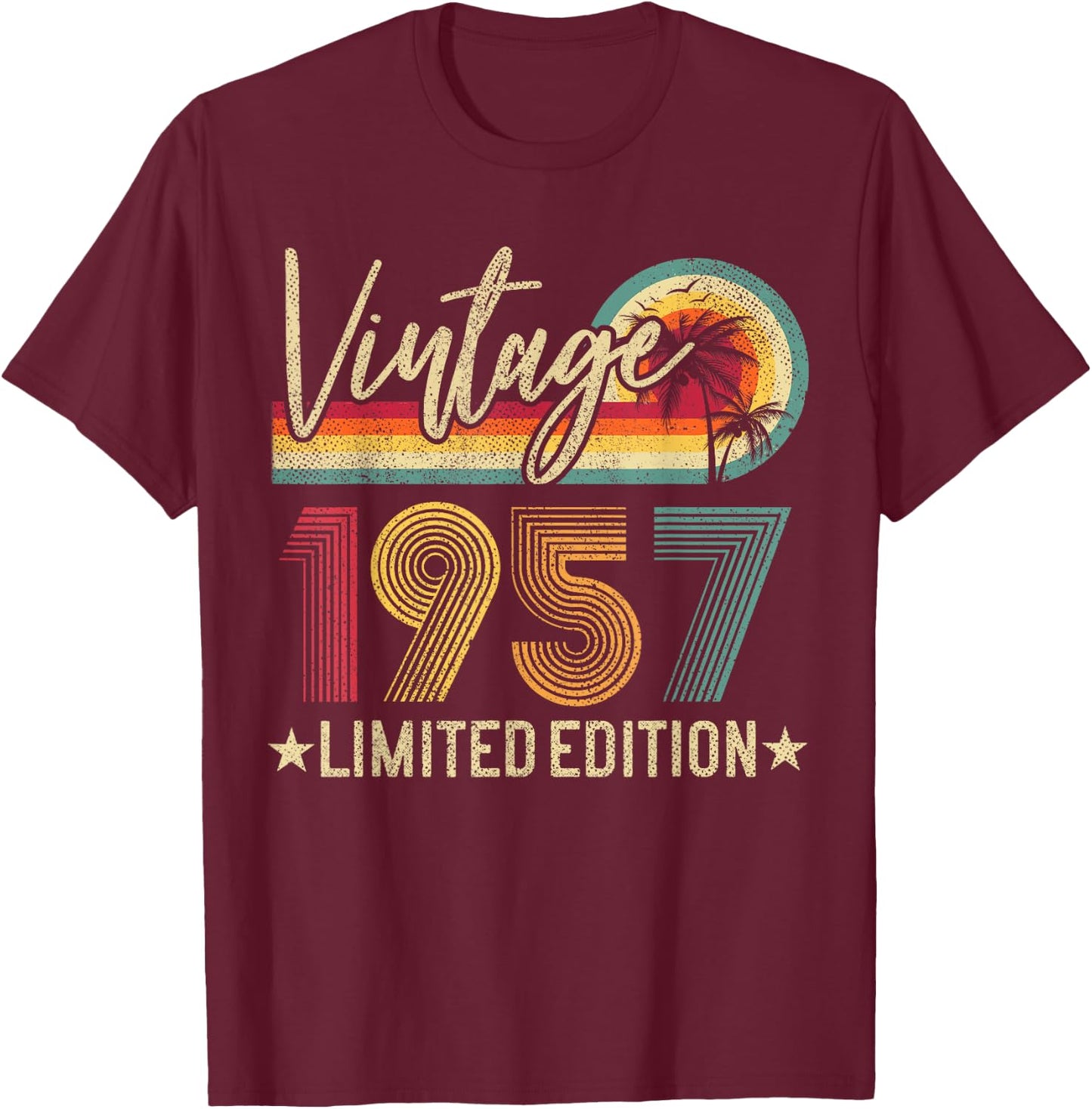 Vintage 1957 68th Birthday 68 Years Old Limited Edition T-Shirt - T-Shirt | Maroon