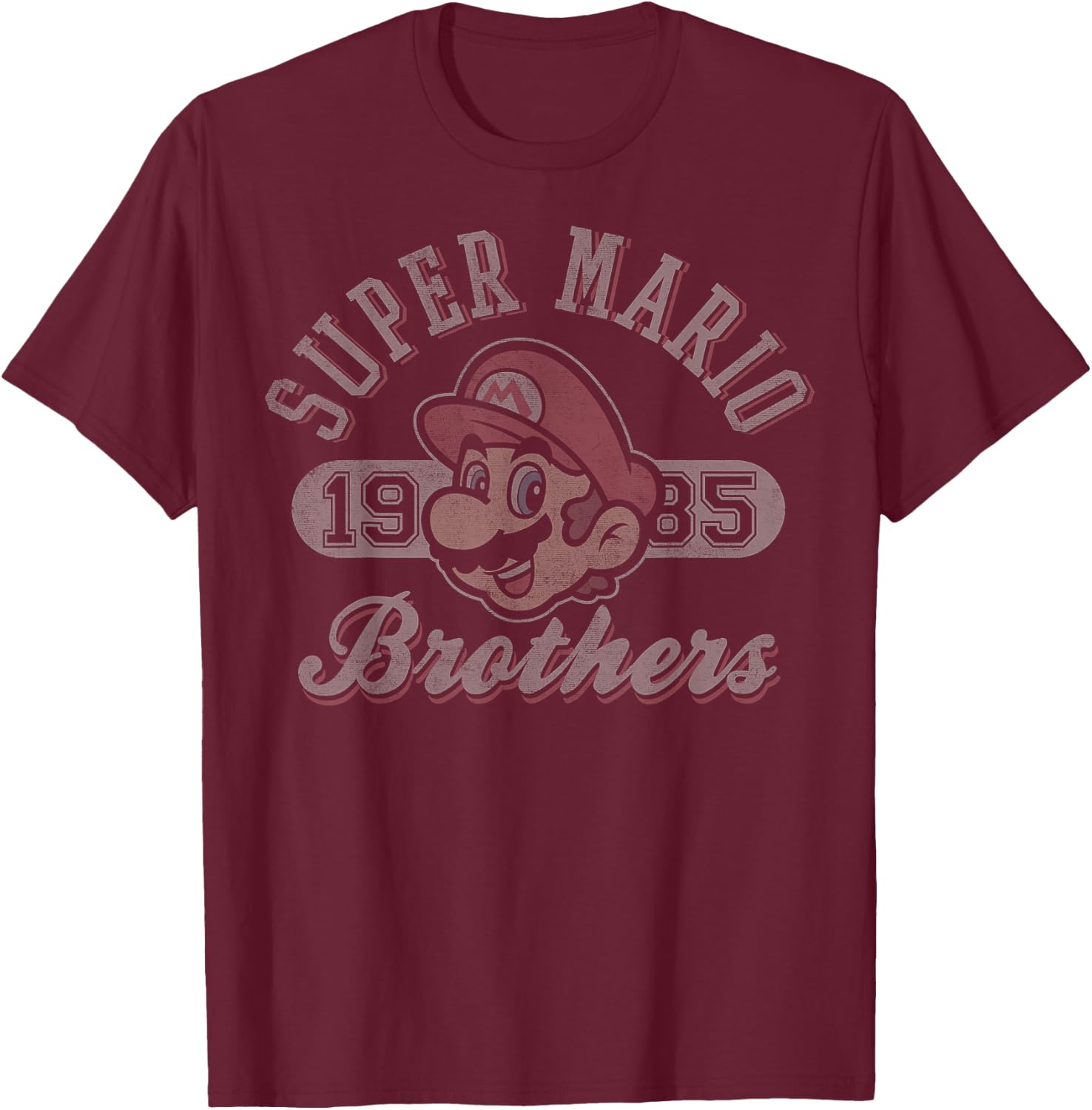 Super Mario Brothers 1985 Vintage Collegiate Nintendo Icon T-Shirt - T-Shirt | Maroon