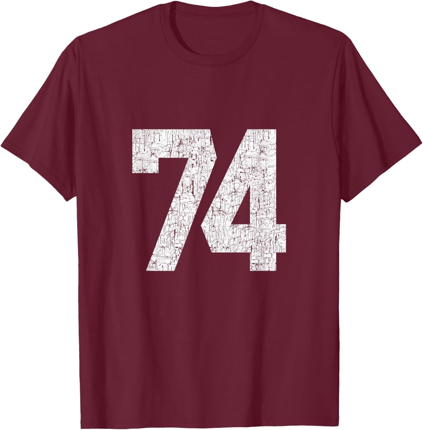 #74 Jersey Uniform Varsity Sports Number, 74th Birthday T-Shirt - T-Shirt | Maroon
