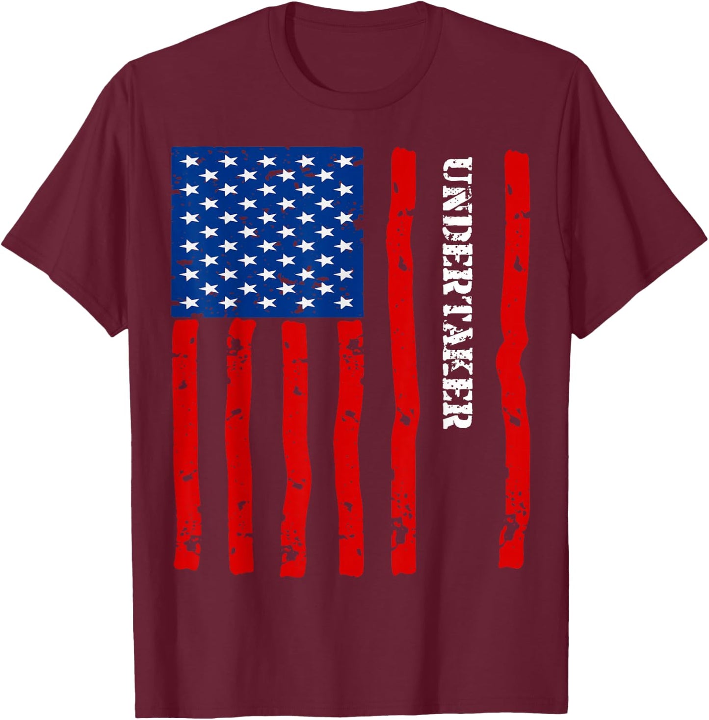 Cool Undertaker Accessories Things Stuff USA Flag T-Shirt - T-Shirt | Maroon