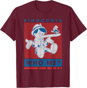 Disney Pinocchio and Jiminy Cricket Who Me? T-Shirt - T-Shirt | Maroon