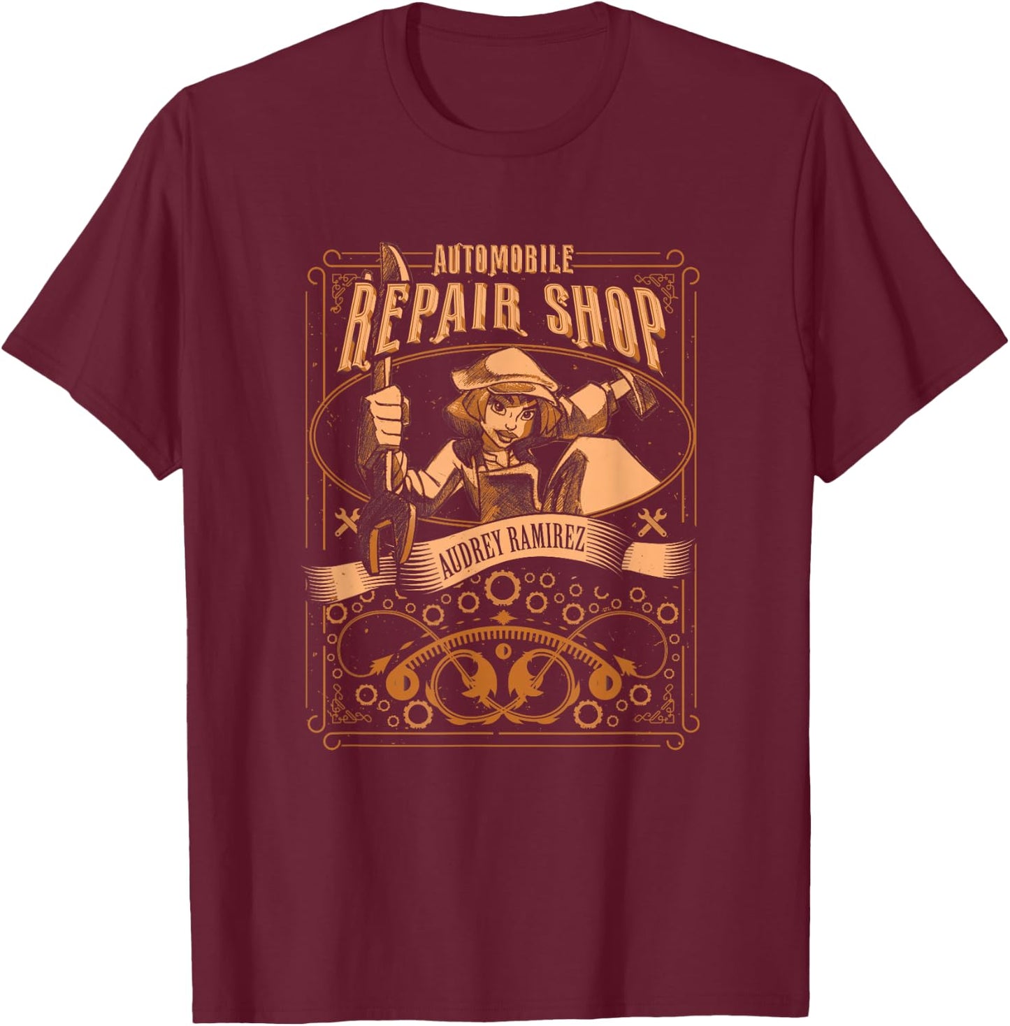 Disney Atlantis: The Lost Empire Audrey Ramirez Repair Badge T-Shirt - T-Shirt | Maroon