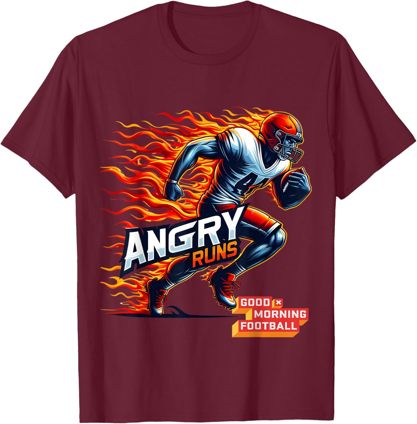 Angry Runs Good Morning Football Sport Lover Vintage Art T-Shirt - T-Shirt | Maroon