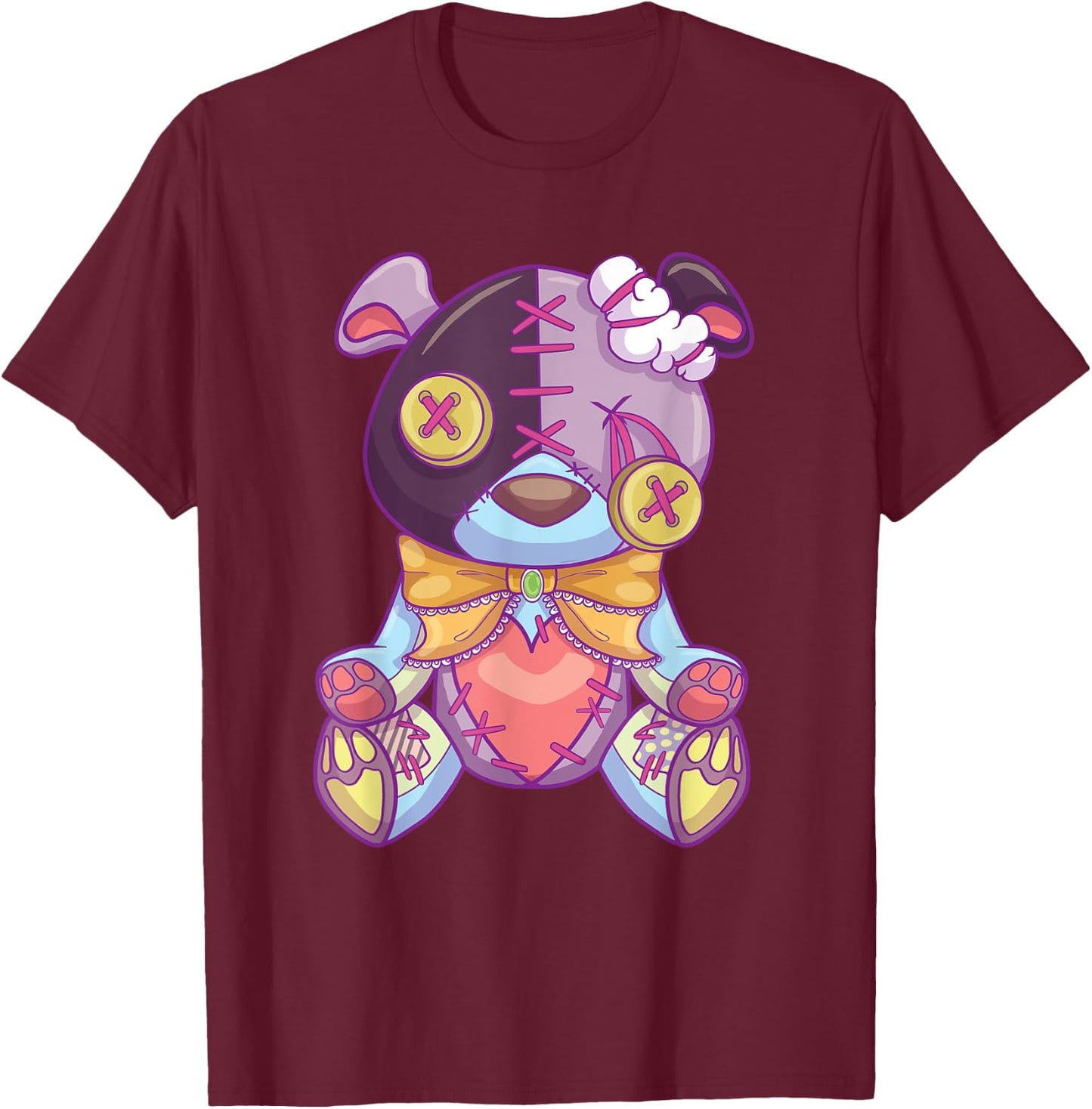 Pastel Goth Teddy Bear Japanese Anime Kawaii Menhera T-Shirt - T-Shirt | Maroon