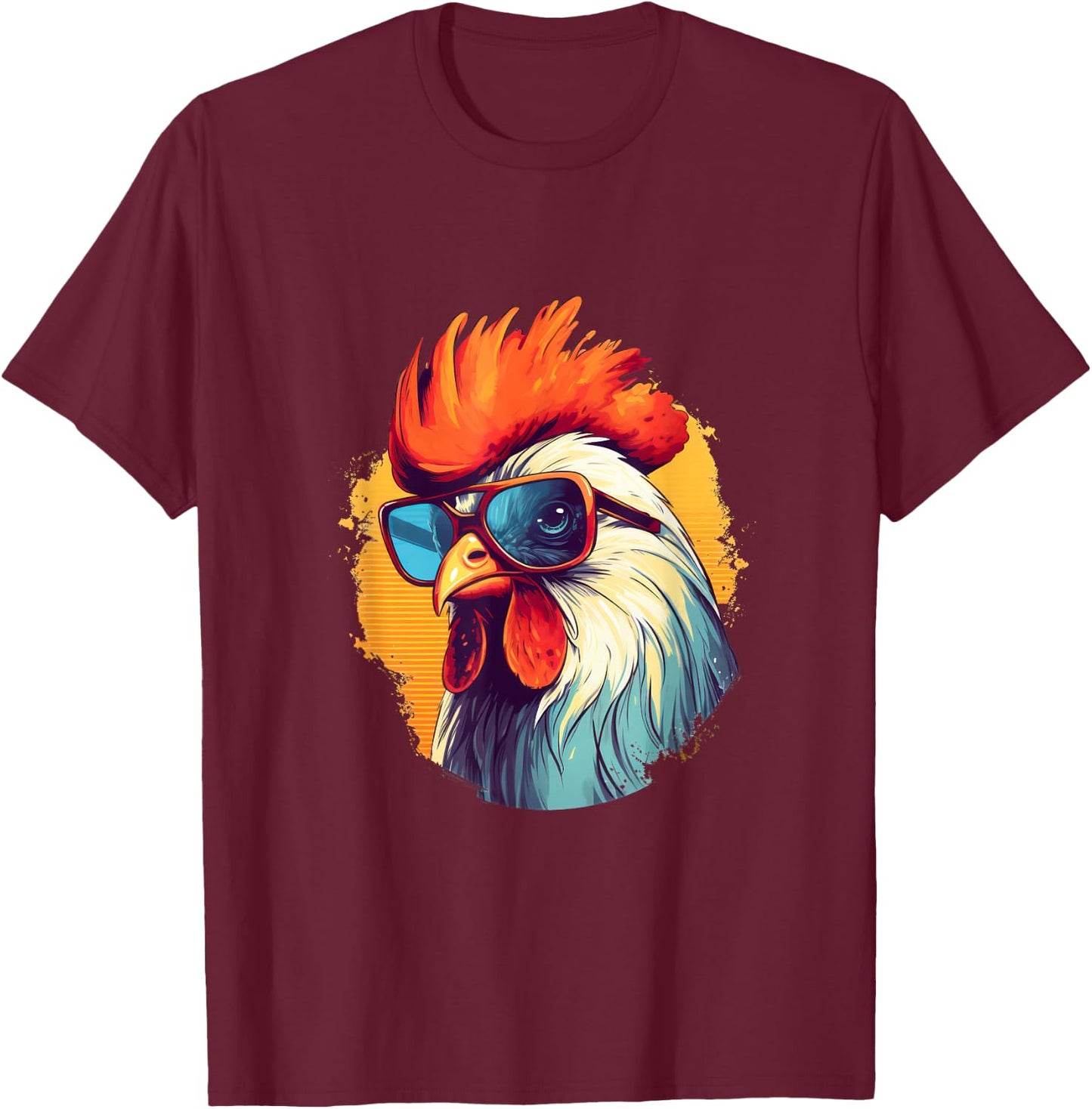 Vintage Rooster Chicken Sunglasses T-Shirt - T-Shirt | Maroon