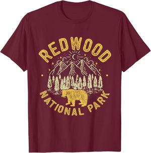 Redwood National Park Bear California Redwood Forest T-Shirt - T-Shirt | Maroon