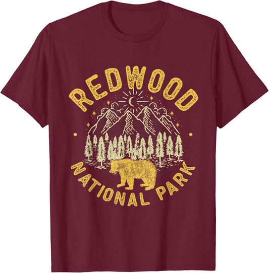 Redwood National Park Bear California Redwood Forest T-Shirt - T-Shirt | Maroon