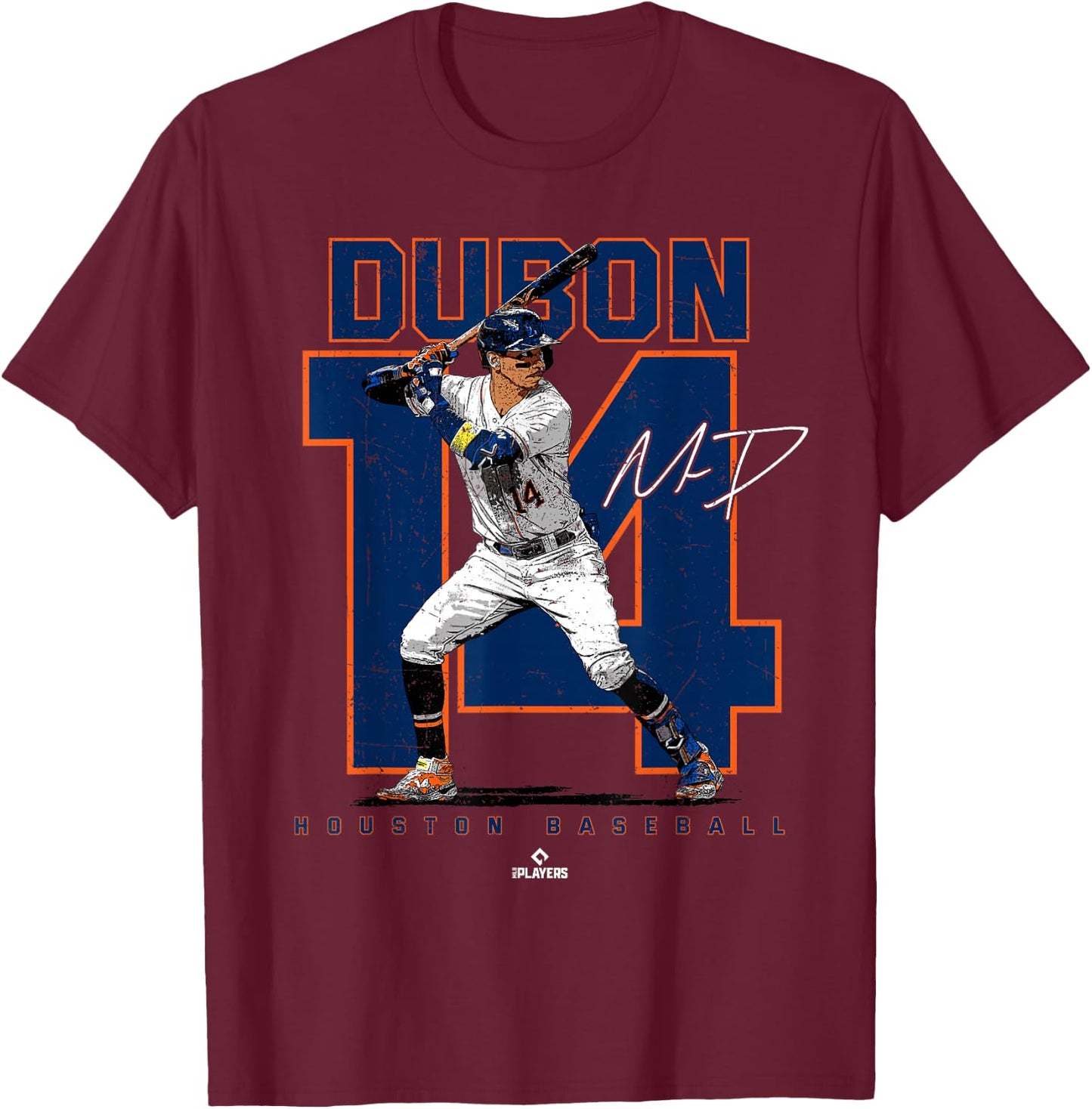Number and Portrait Mauricio Dubon Houston MLBPA T-Shirt - T-Shirt | Maroon