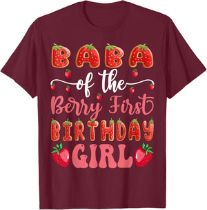 Baba Of The Berry First Birthday Girl Strawberry Cookies T-Shirt - T-Shirt | Maroon