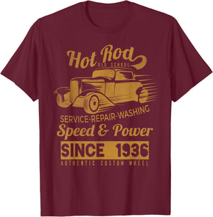 Hot Rod Oldschool Racing Car T-Shirt - T-Shirt | Maroon