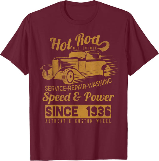 Hot Rod Oldschool Racing Car T-Shirt - T-Shirt | Maroon