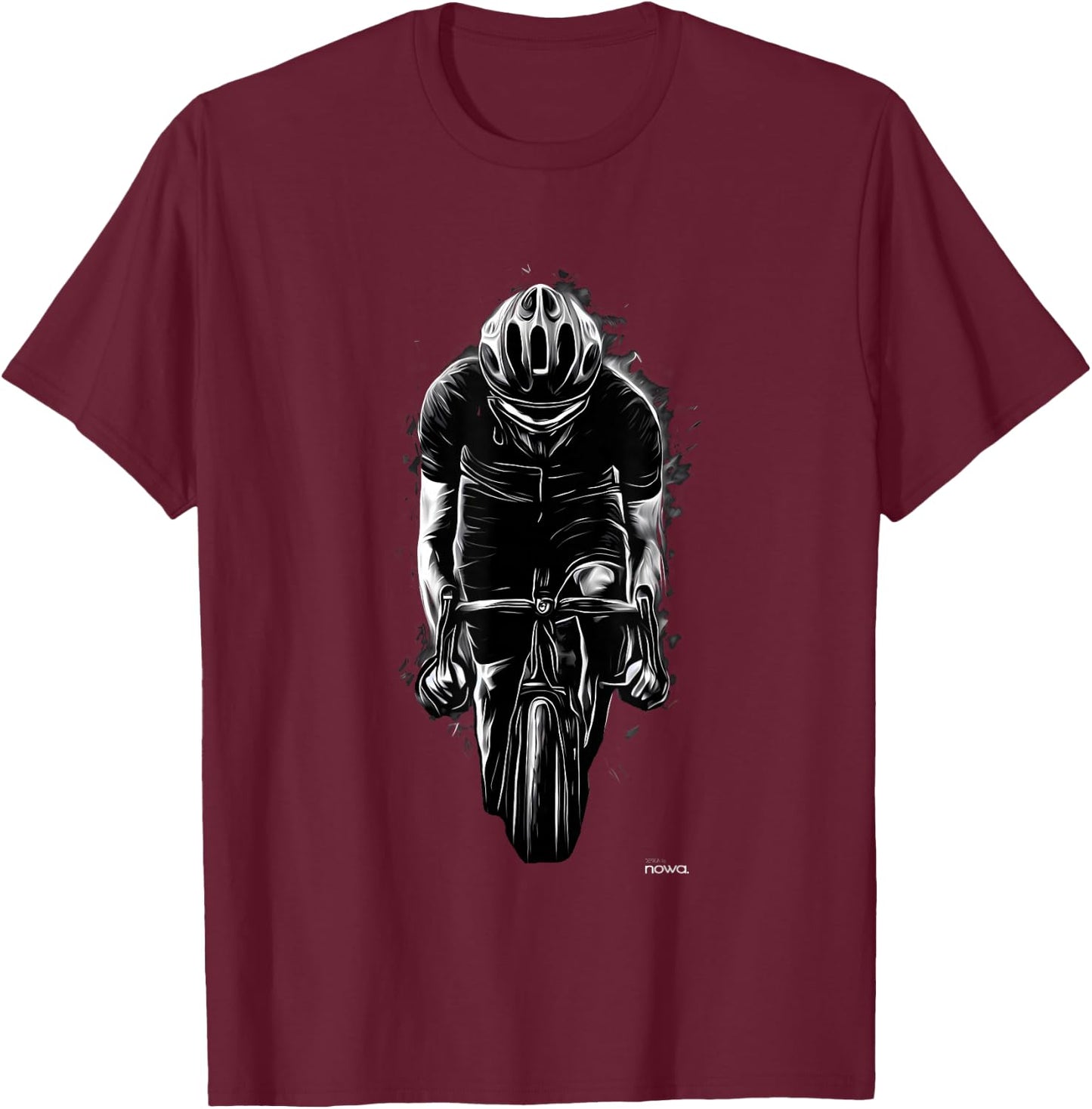 DESIGN by nowa. CYCLING RACER , Men's Black Short Sleeve Modern Cycling T-Shirt - T-Shirt | Maroon