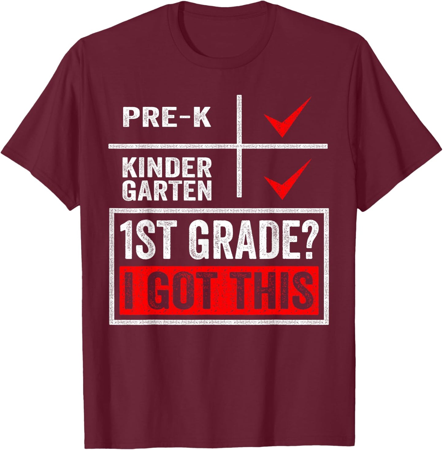 First Day Of First Grade Shirt Boys Girls Back To School T-Shirt - T-Shirt | Maroon
