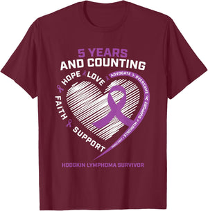 5 Years Cancer Free Gifts Women Hodgkin's Lymphoma Survivor T-Shirt - T-Shirt | Maroon