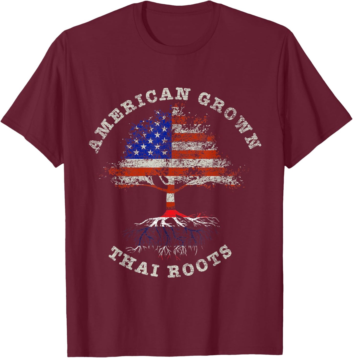 American Grown Thai Roots Thailand T-Shirt - T-Shirt | Maroon