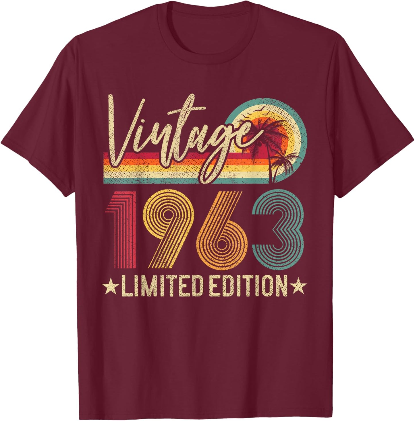 Limited Edition 1963 Birthday Gift - Vintage T-Shirt - T-Shirt | Maroon