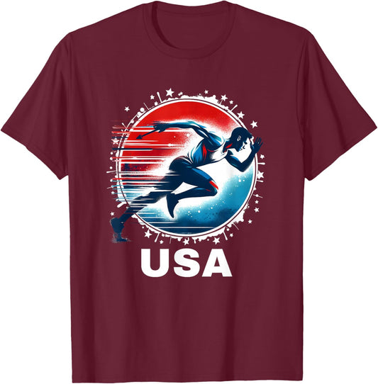 USA Team Track and Field Shirt Track and Field Apparel Track T-Shirt - T-Shirt | Maroon